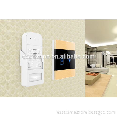 Gold 2 Gang Crystal Glass Panel 433MHZ WIFI Smart Electrical Wall Home Switch